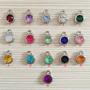 12pcs/lot mixed Birthstone charms 11mm Acrylic for Diy Personalized Necklace and Bracelet