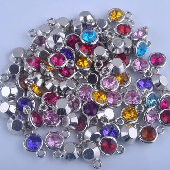12pcs/lot mixed Birthstone charms 11mm Acrylic for Diy Personalized Necklace and Bracelet