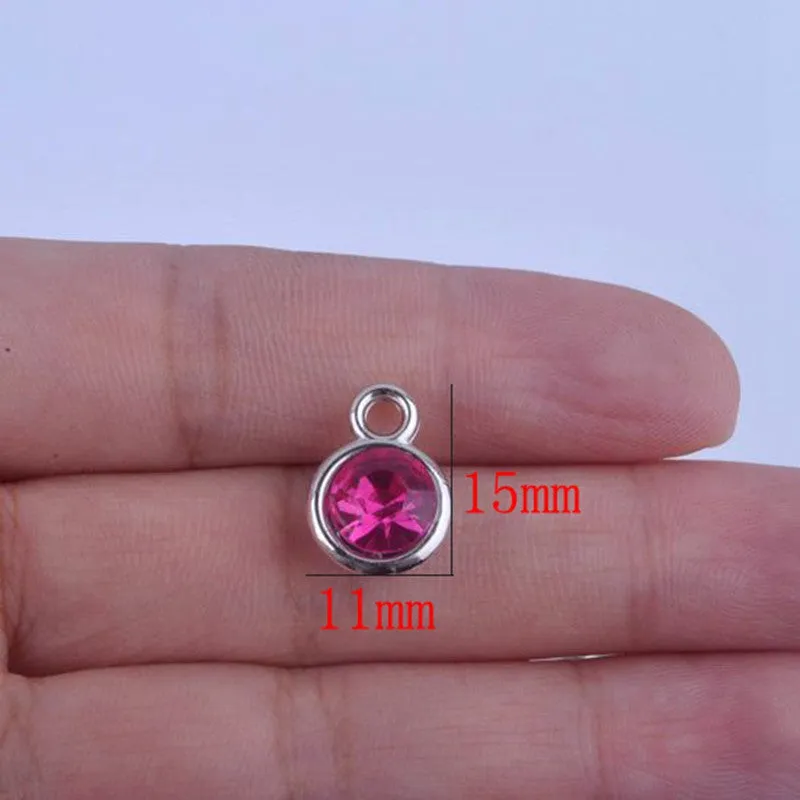 12pcs/lot mixed Birthstone charms 11mm Acrylic for Diy Personalized Necklace and Bracelet