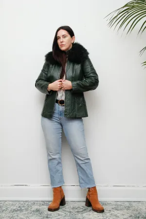 1970's Green Afghan Penny Lane Leather Jacket