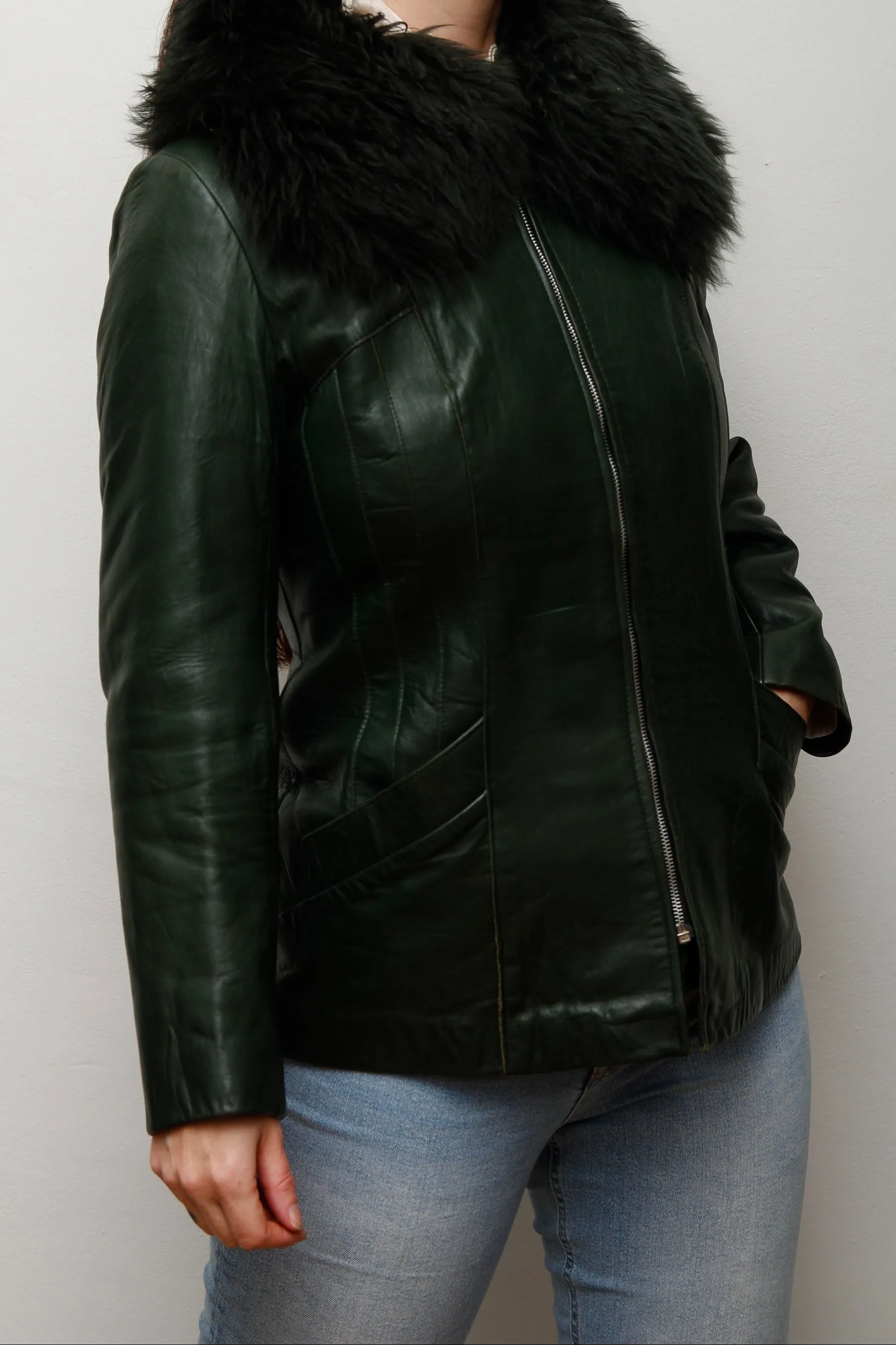 1970's Green Afghan Penny Lane Leather Jacket
