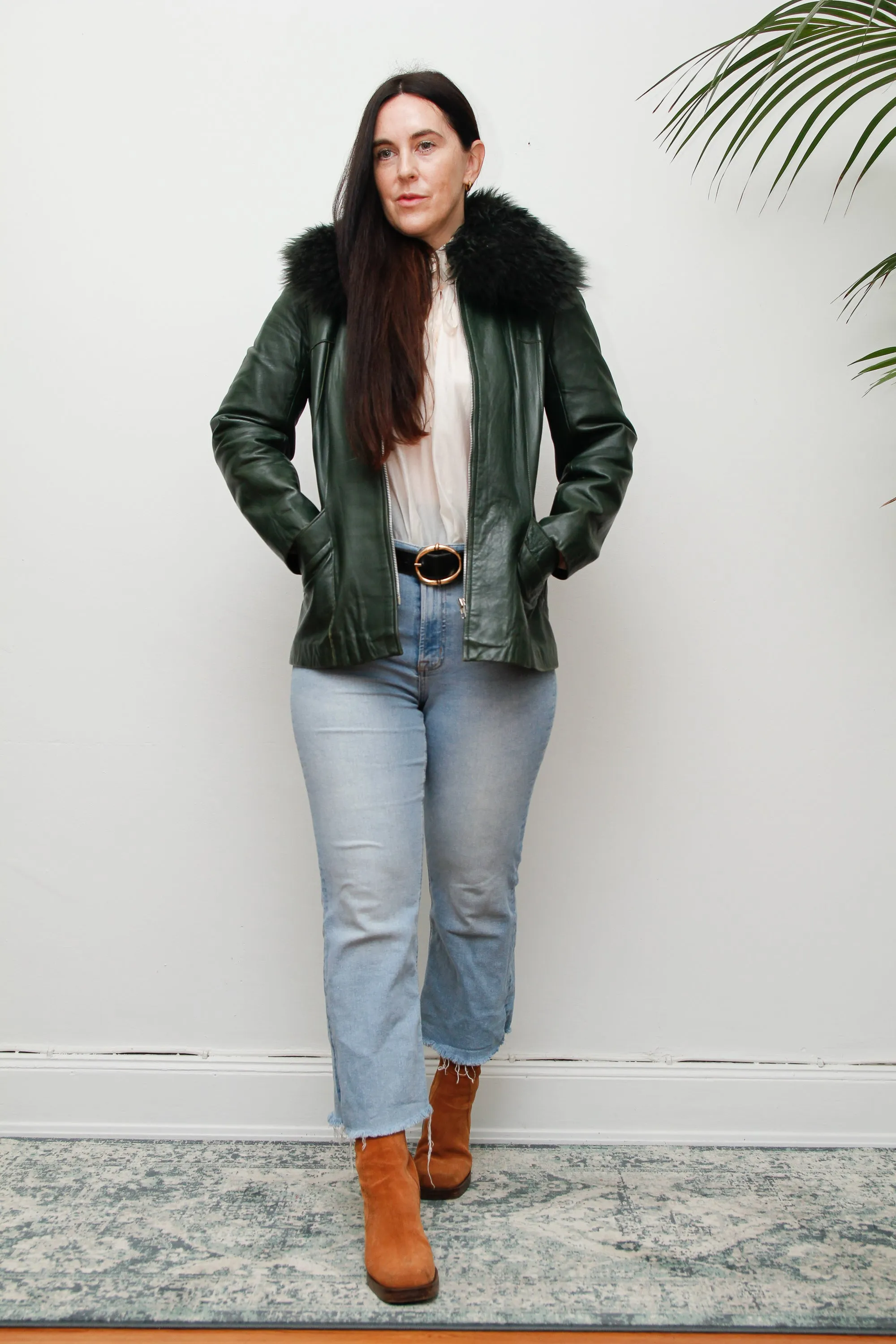 1970's Green Afghan Penny Lane Leather Jacket