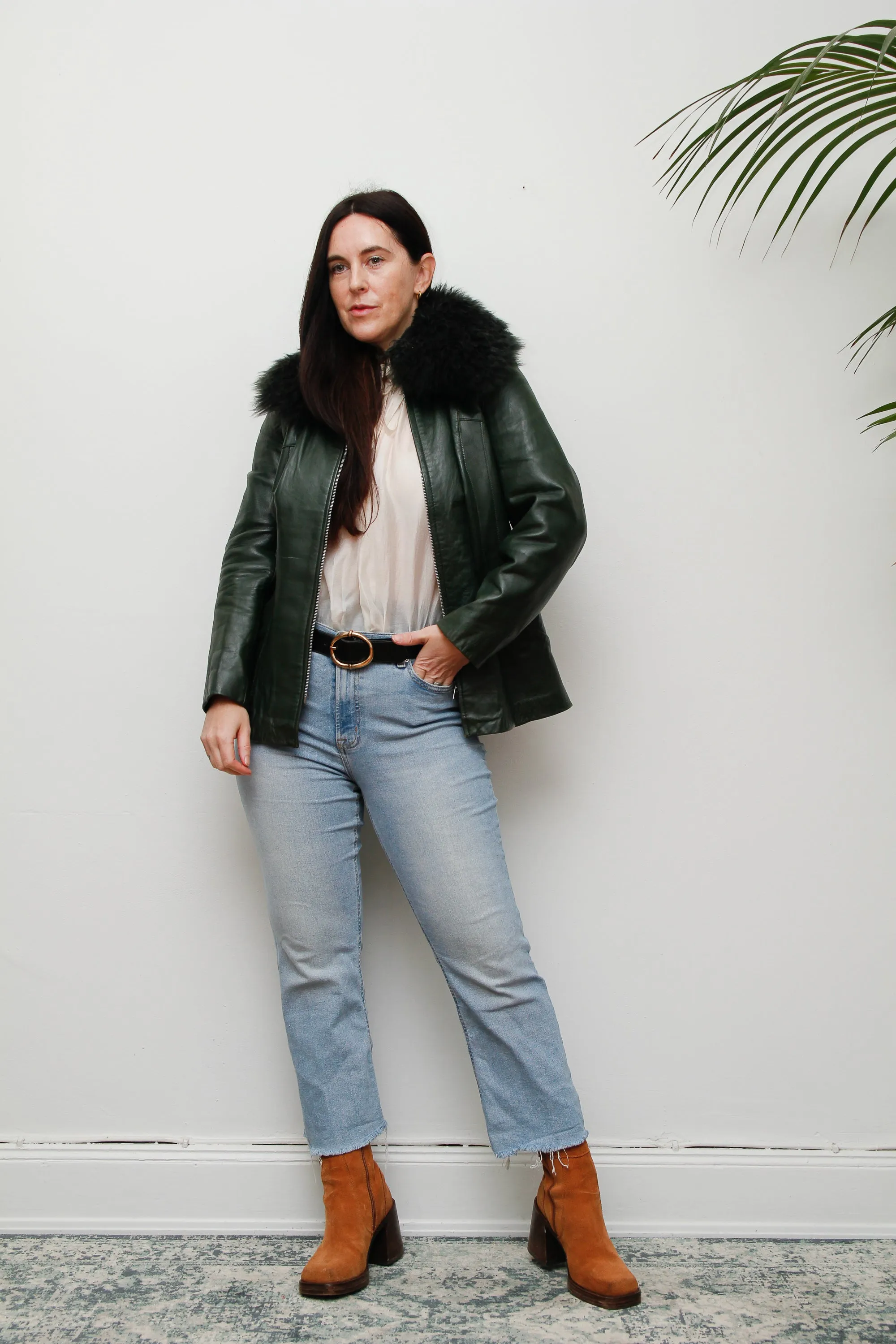 1970's Green Afghan Penny Lane Leather Jacket