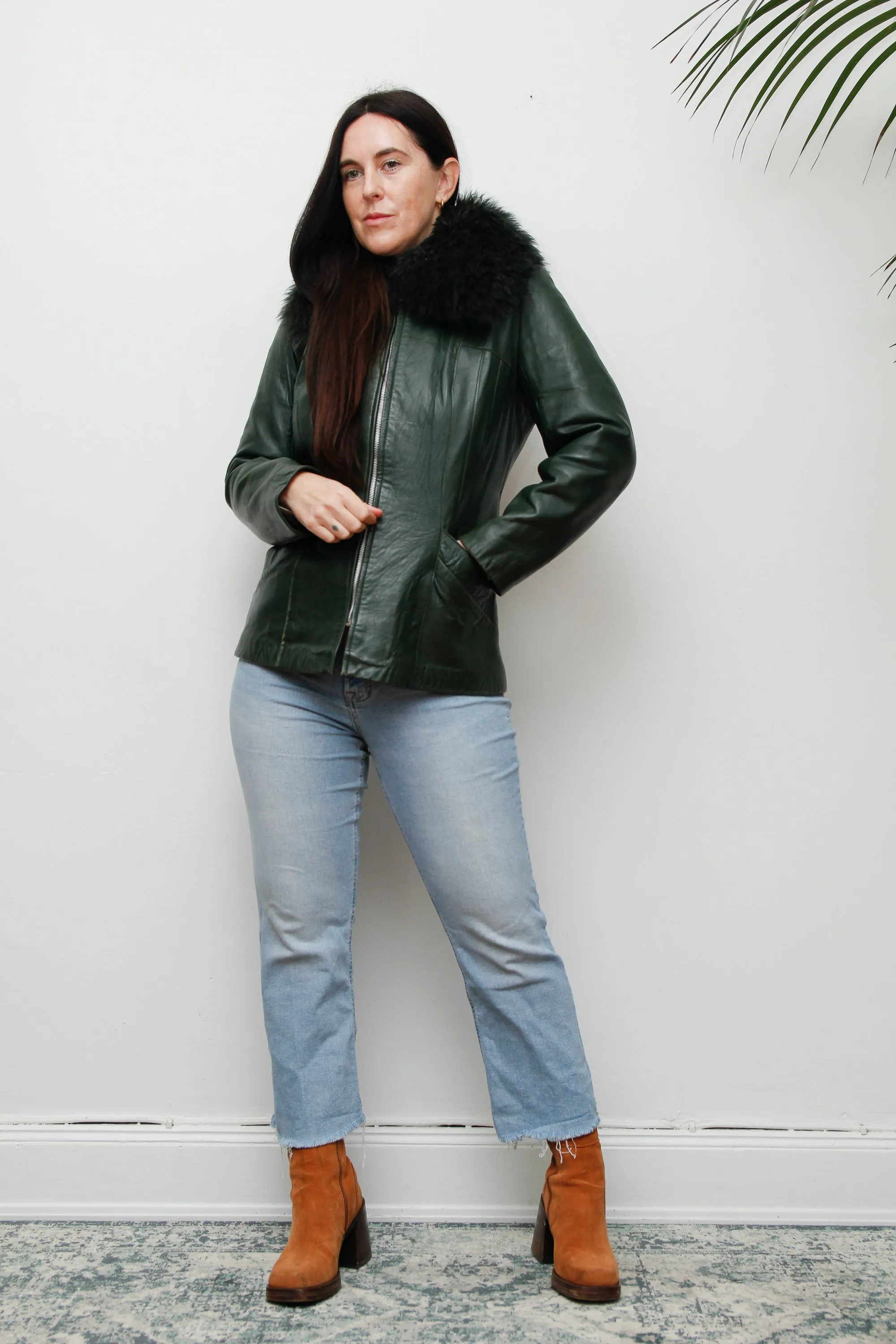 1970's Green Afghan Penny Lane Leather Jacket