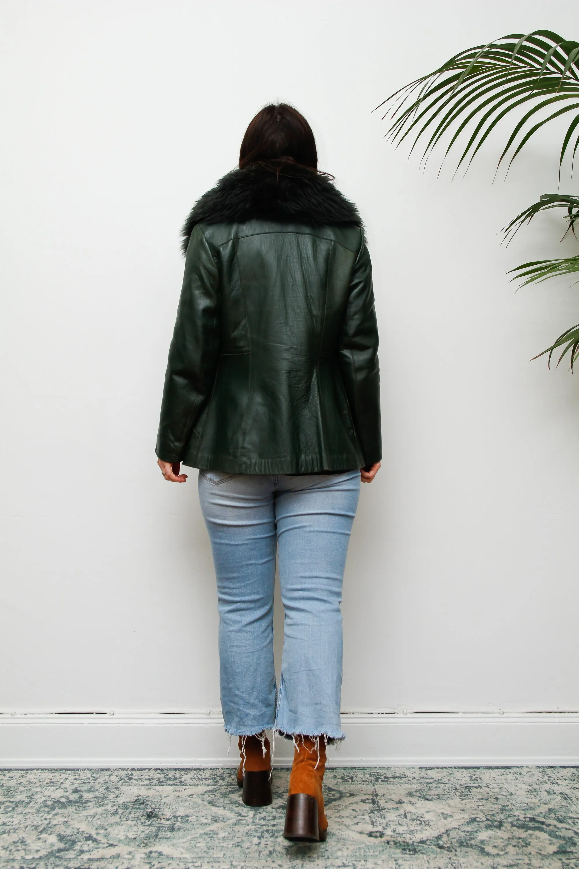 1970's Green Afghan Penny Lane Leather Jacket