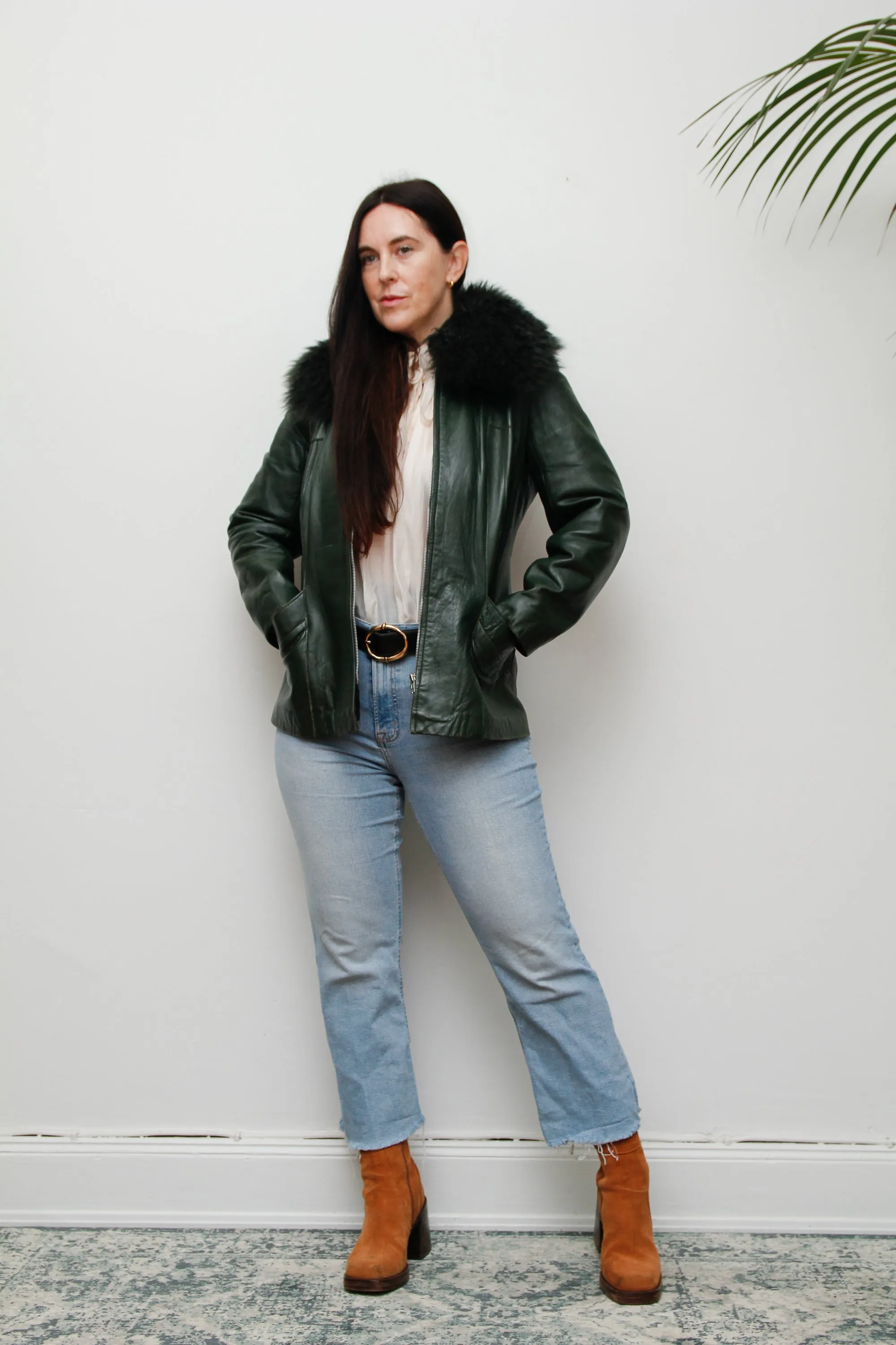 1970's Green Afghan Penny Lane Leather Jacket