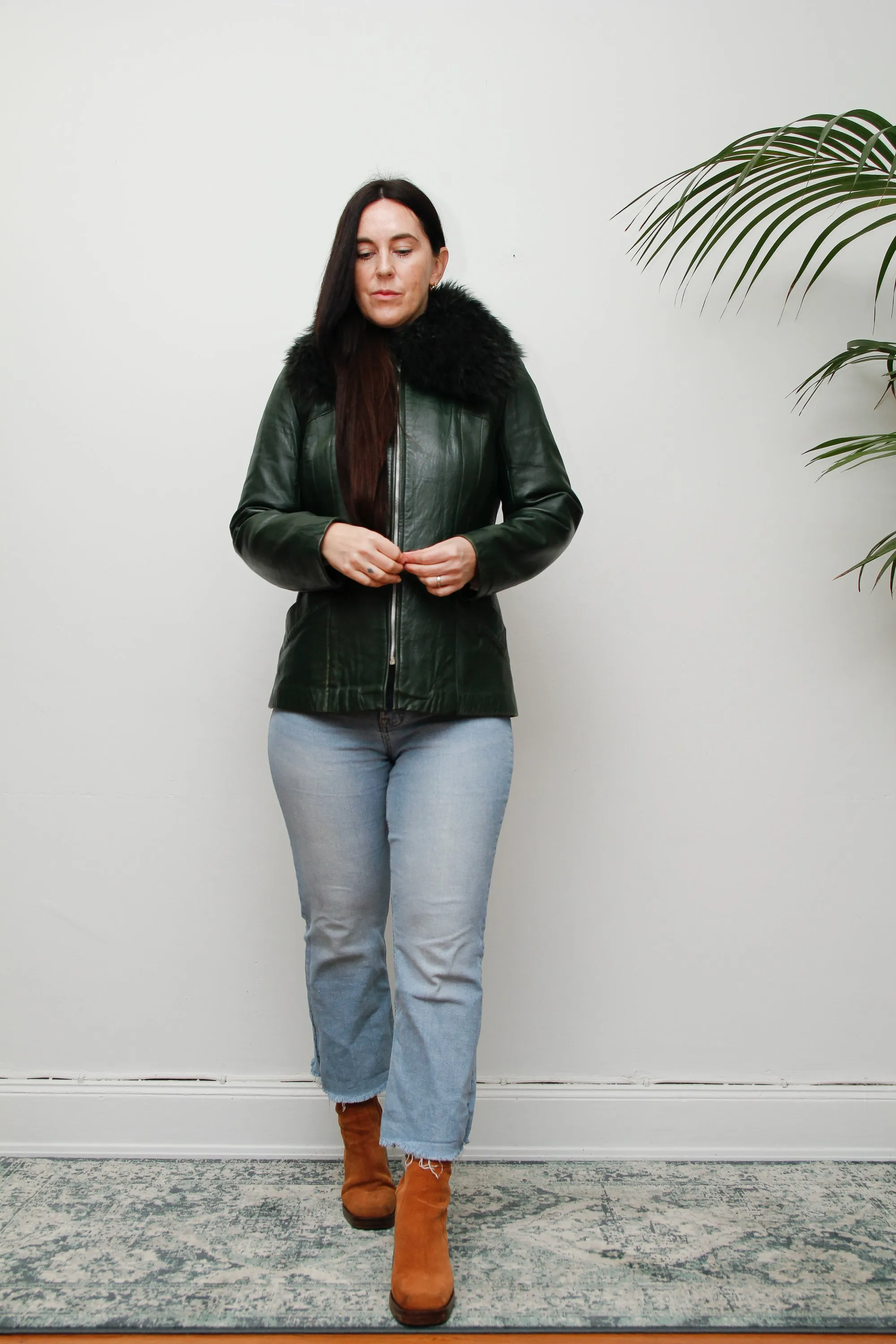 1970's Green Afghan Penny Lane Leather Jacket