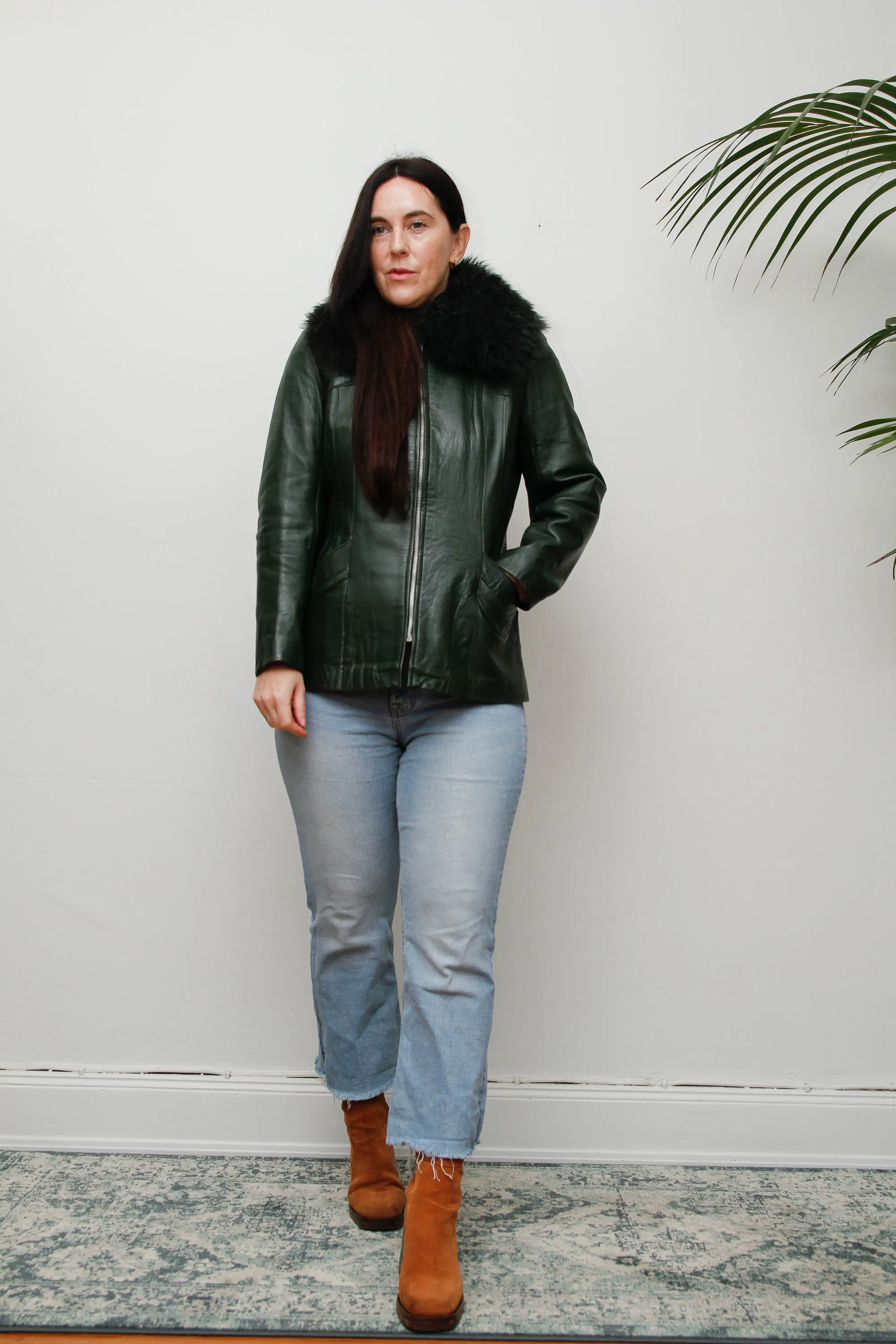 1970's Green Afghan Penny Lane Leather Jacket