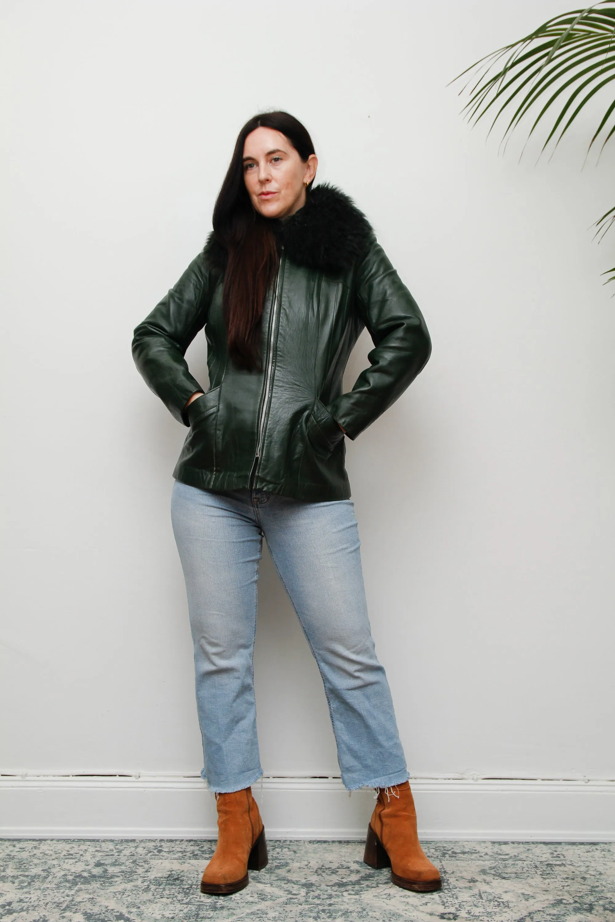 1970's Green Afghan Penny Lane Leather Jacket