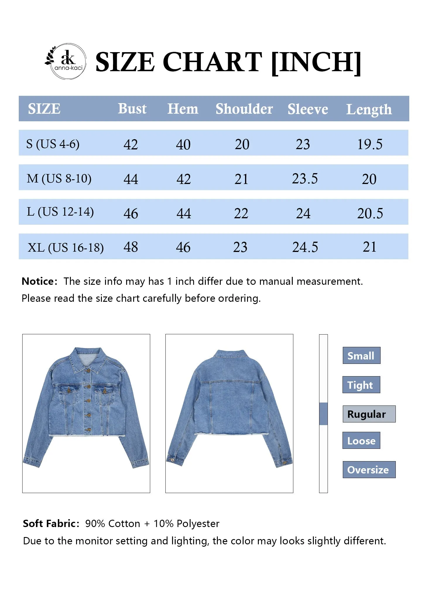Anna-Kaci Women's Denim Jacket Cropped Raw Hem Casual Button Down Jean Jacket with Pockets