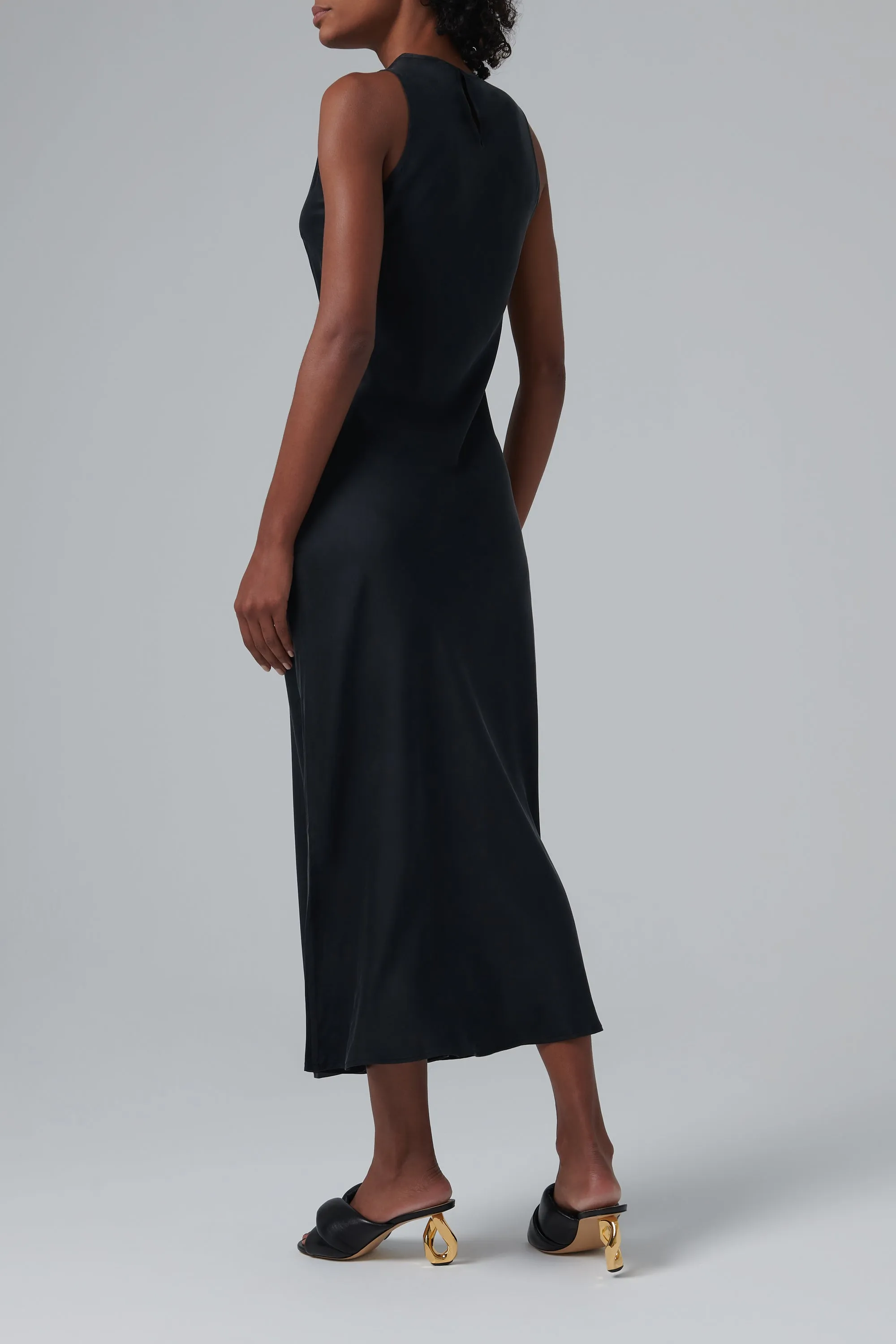 Black Valencia Silk Maxi Dress