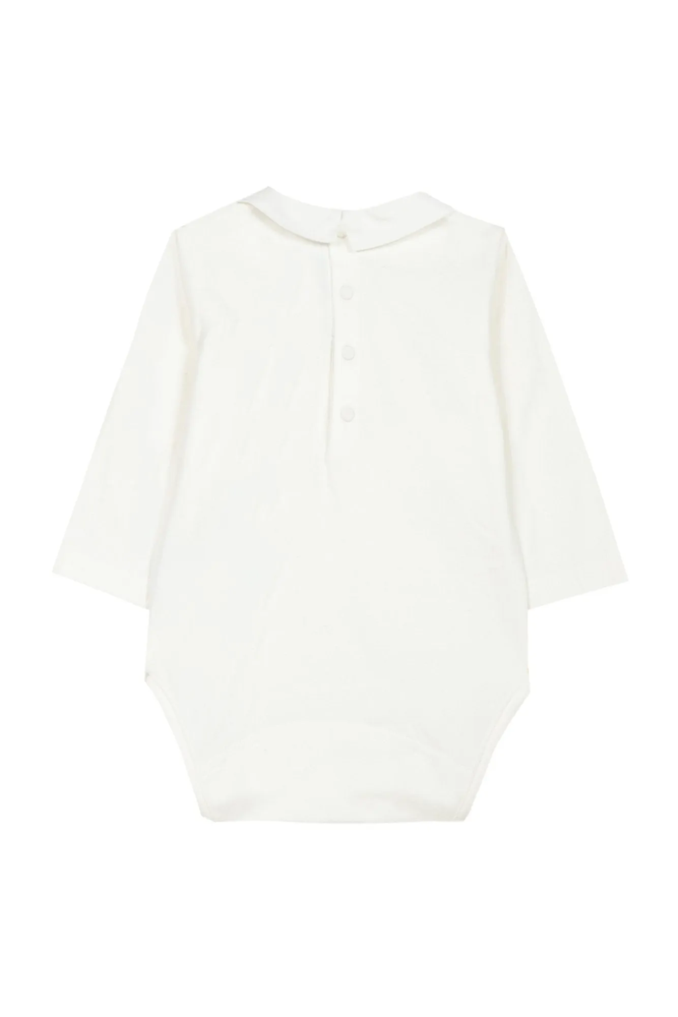 Bodysuit - Ecru with pointed collar and decorative embroidery
