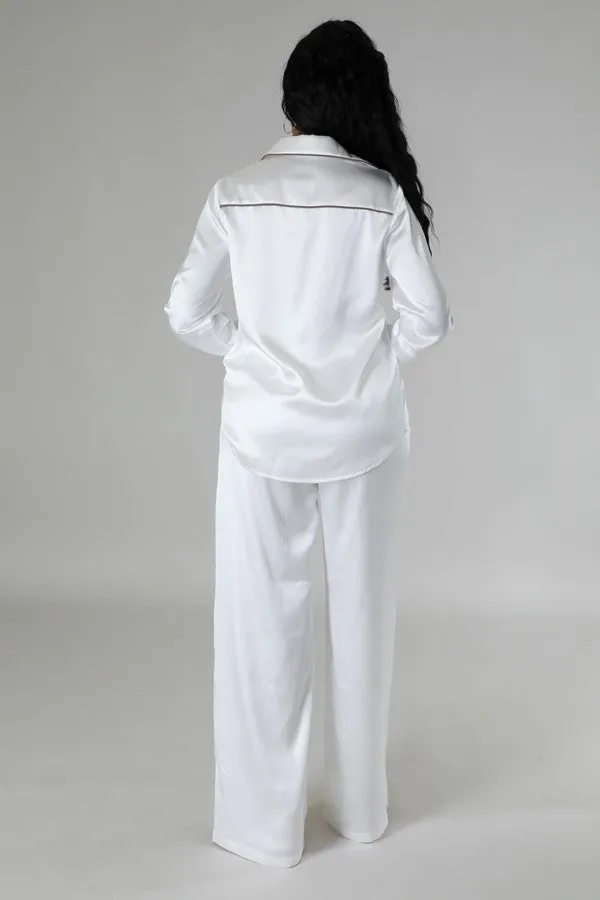 Button Up Tunic Top and Pants Two Piece Set