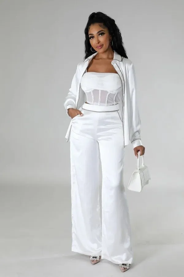 Button Up Tunic Top and Pants Two Piece Set