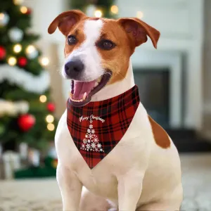 Classic Red Plaid Christmas Dog Bandana with Tree Design