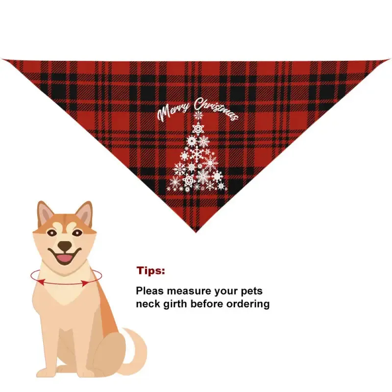 Classic Red Plaid Christmas Dog Bandana with Tree Design