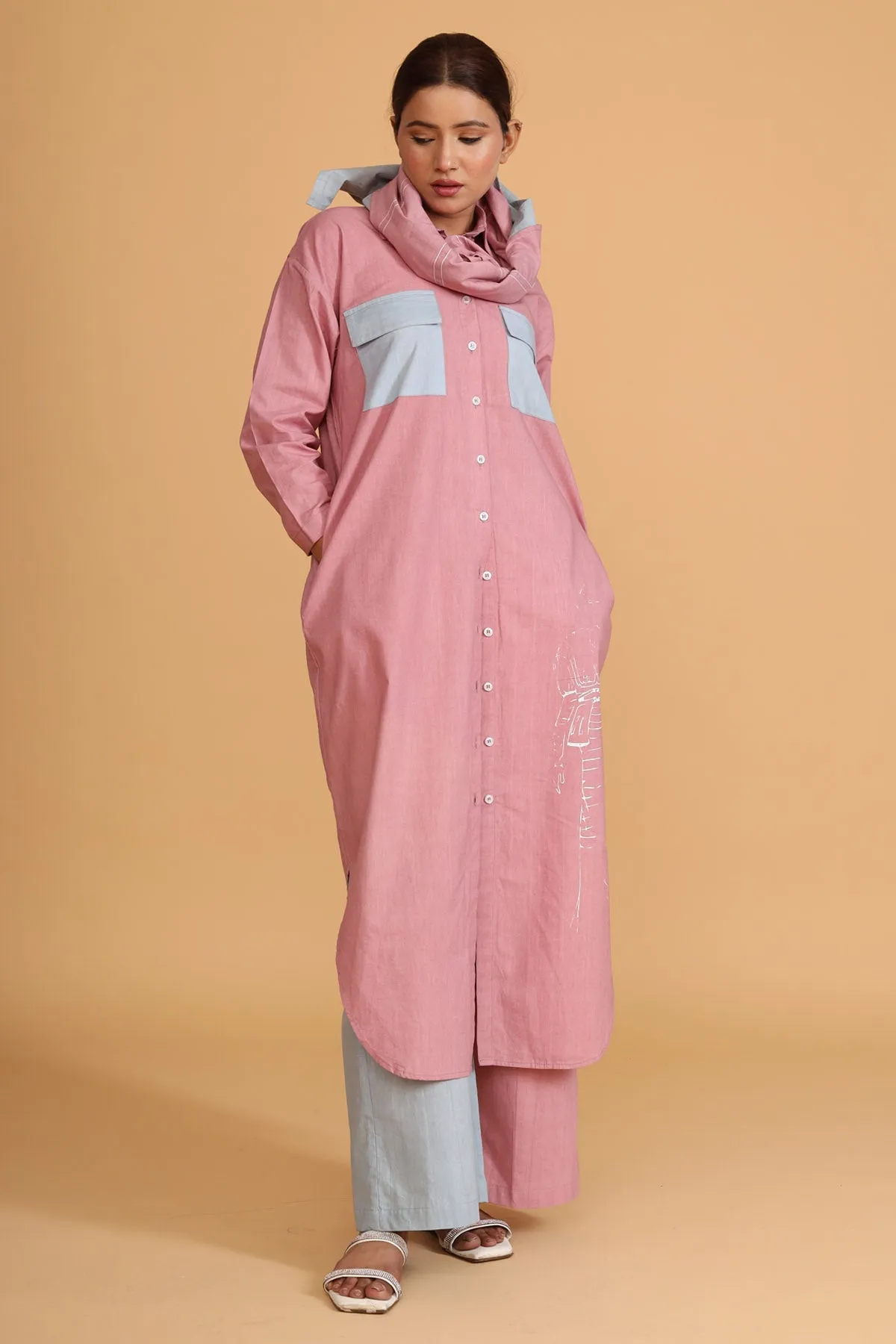 Color Block Tunic Set & Scarf