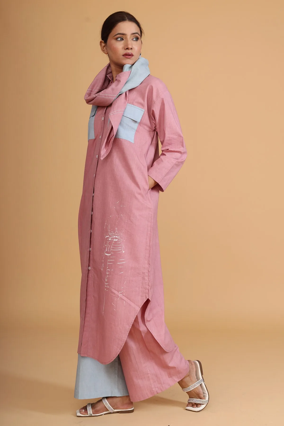 Color Block Tunic Set & Scarf