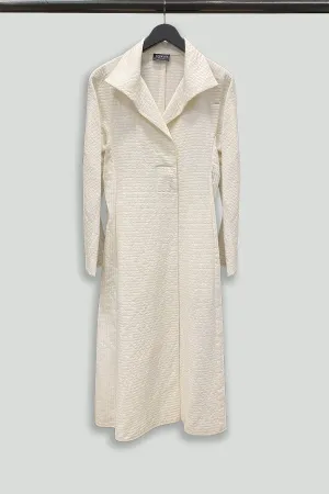 Cream Wide Wale Cotton Funnel Neck Coat