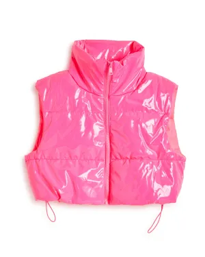 Cropped Puffer Vest w/ Pull Tab