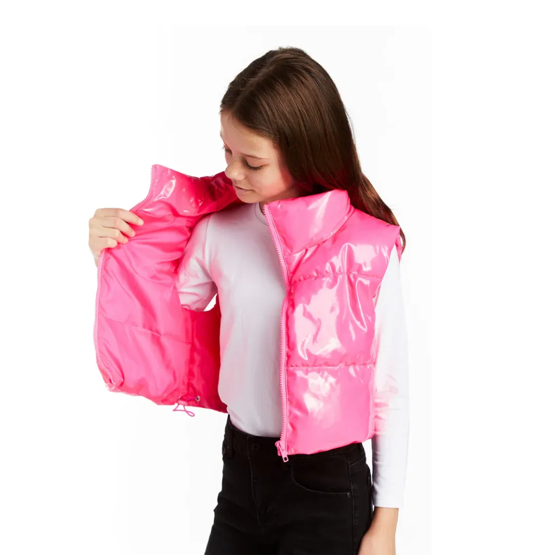 Cropped Puffer Vest w/ Pull Tab