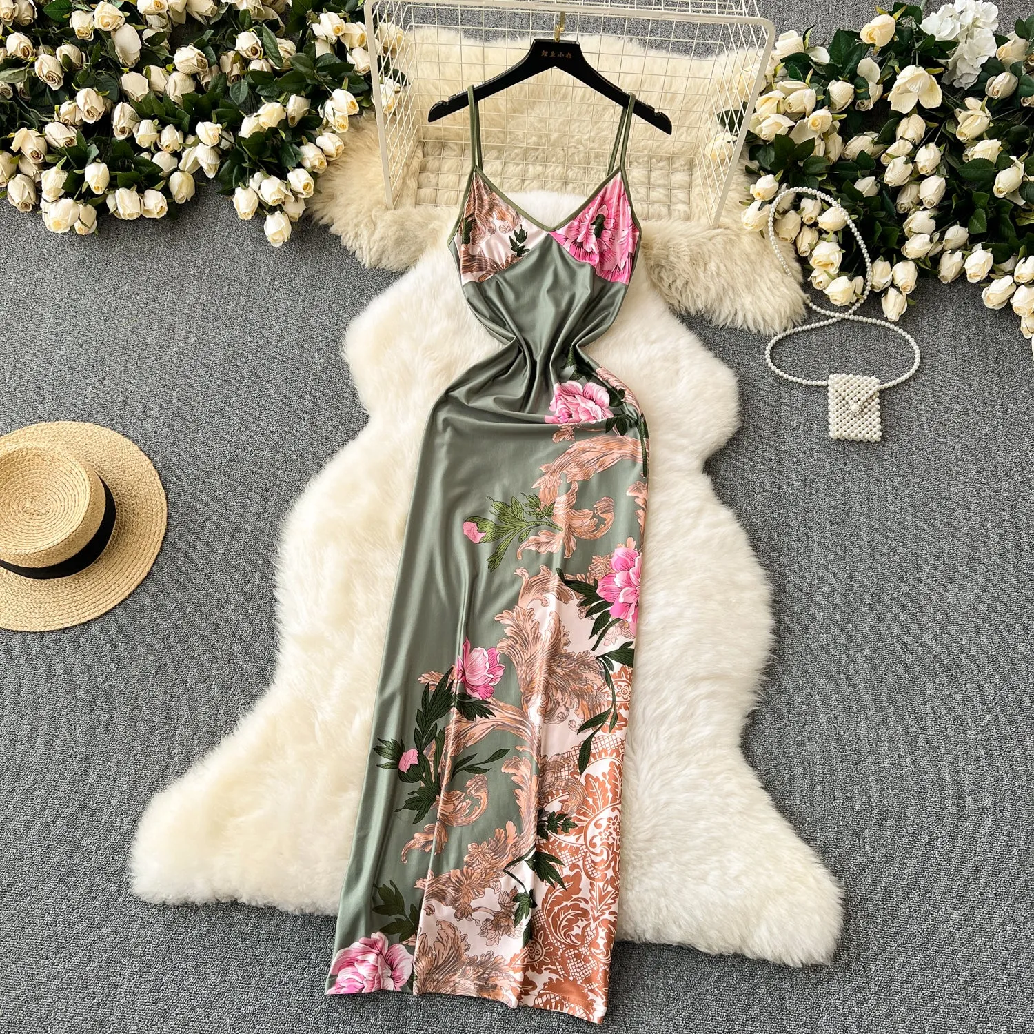 Elegant Printed Slim-fit Slip Dress