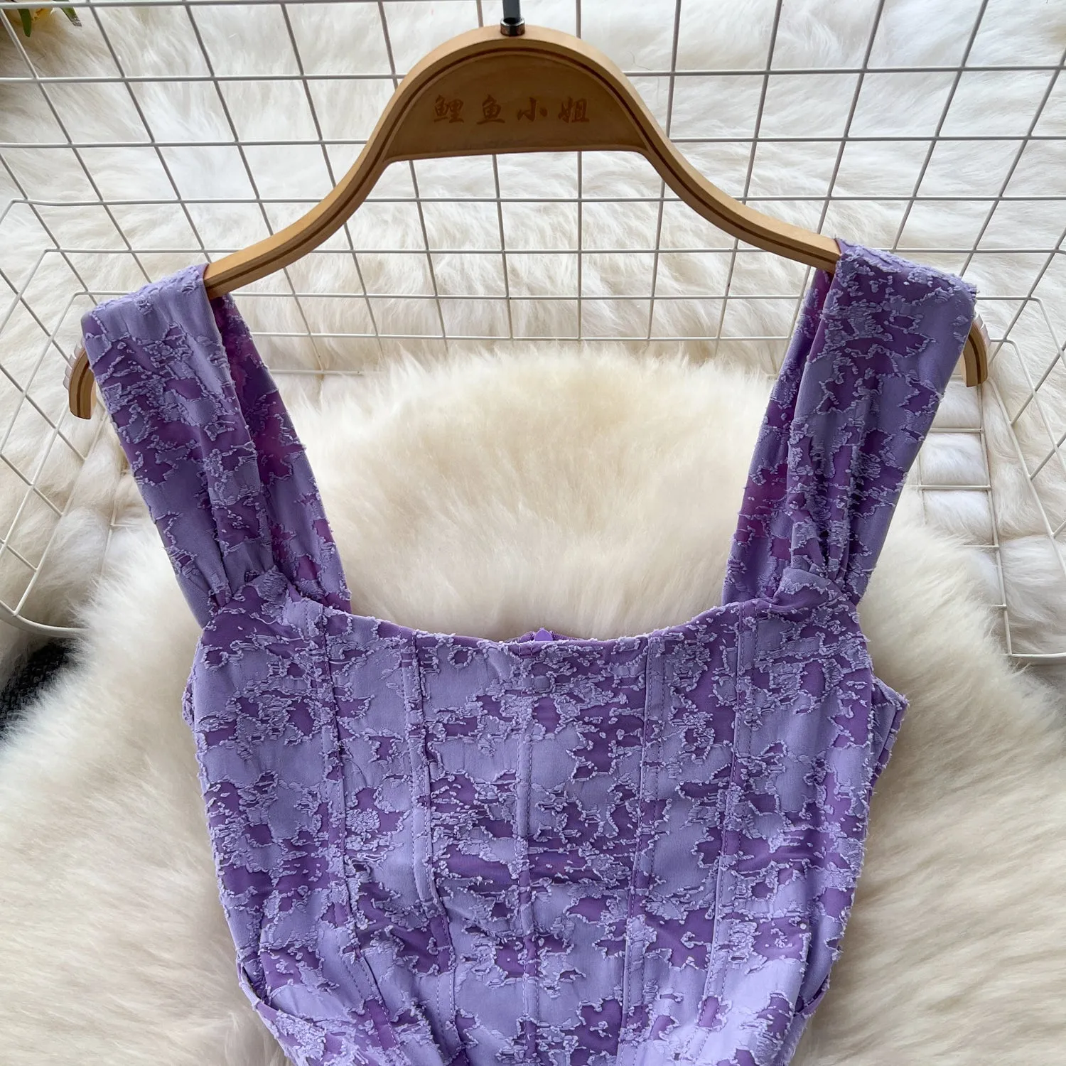 Elegant Ruffled Purple Floral Slip Dress