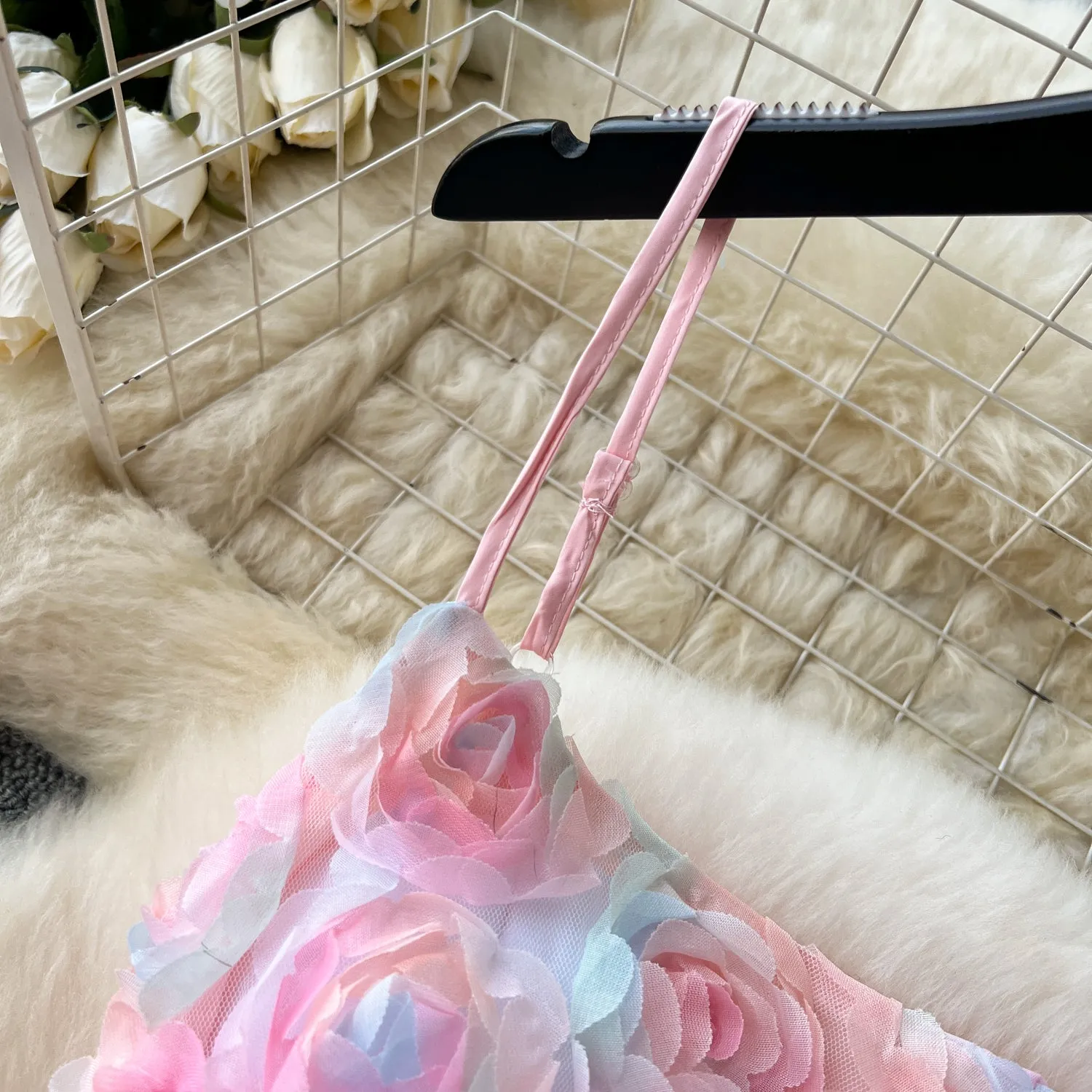 Fairy 3d Pink Rose Slip Dress