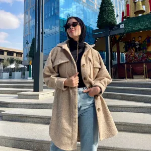 Faux shearling long shacket