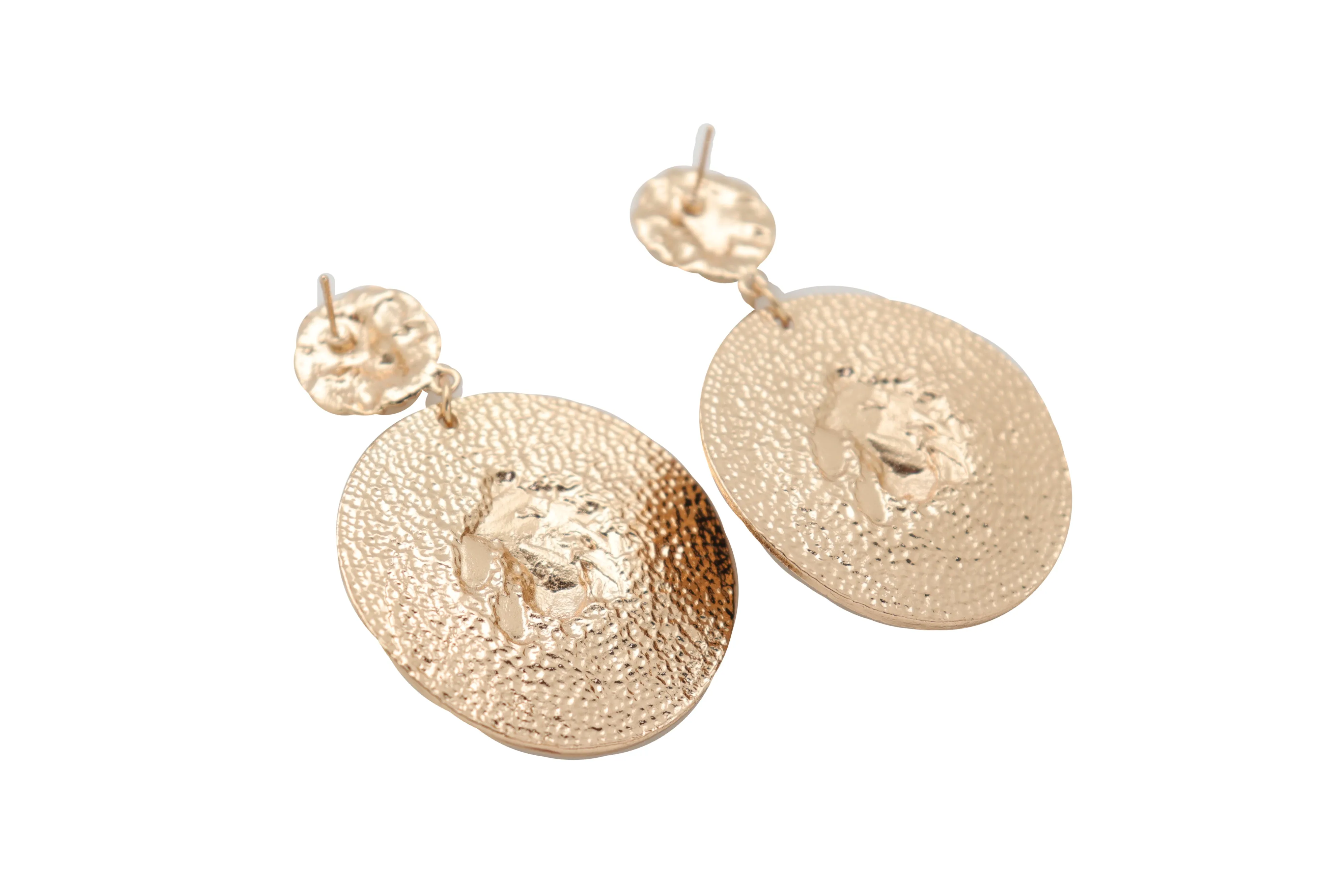 Gold Lion Medallion Dangle Earrings