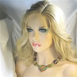Handmade Chunky Kazuri Necklace Green & Brown Kazuri Beads