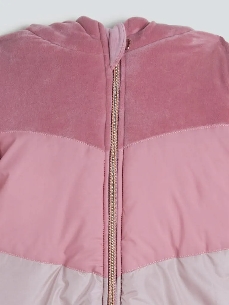 HOP Kids Pink Puffed Jacket with Hood