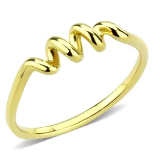 IP Gold(Ion Plating) Stainless Steel Ring with No Stone for Women Style TK3626