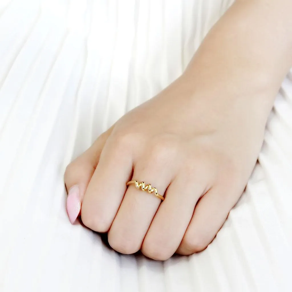 IP Gold(Ion Plating) Stainless Steel Ring with No Stone for Women Style TK3626
