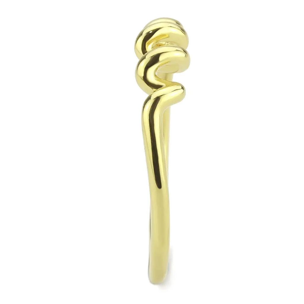 IP Gold(Ion Plating) Stainless Steel Ring with No Stone for Women Style TK3626
