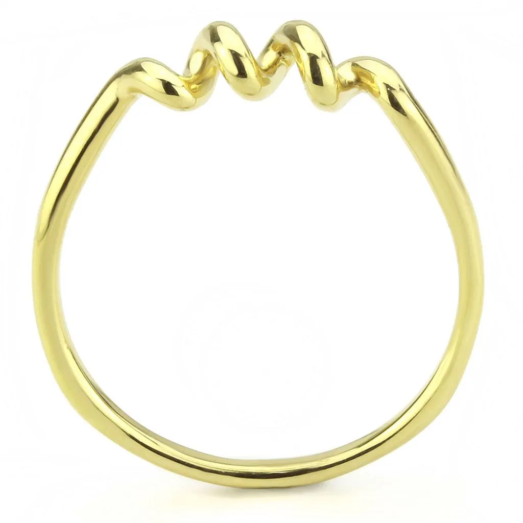 IP Gold(Ion Plating) Stainless Steel Ring with No Stone for Women Style TK3626