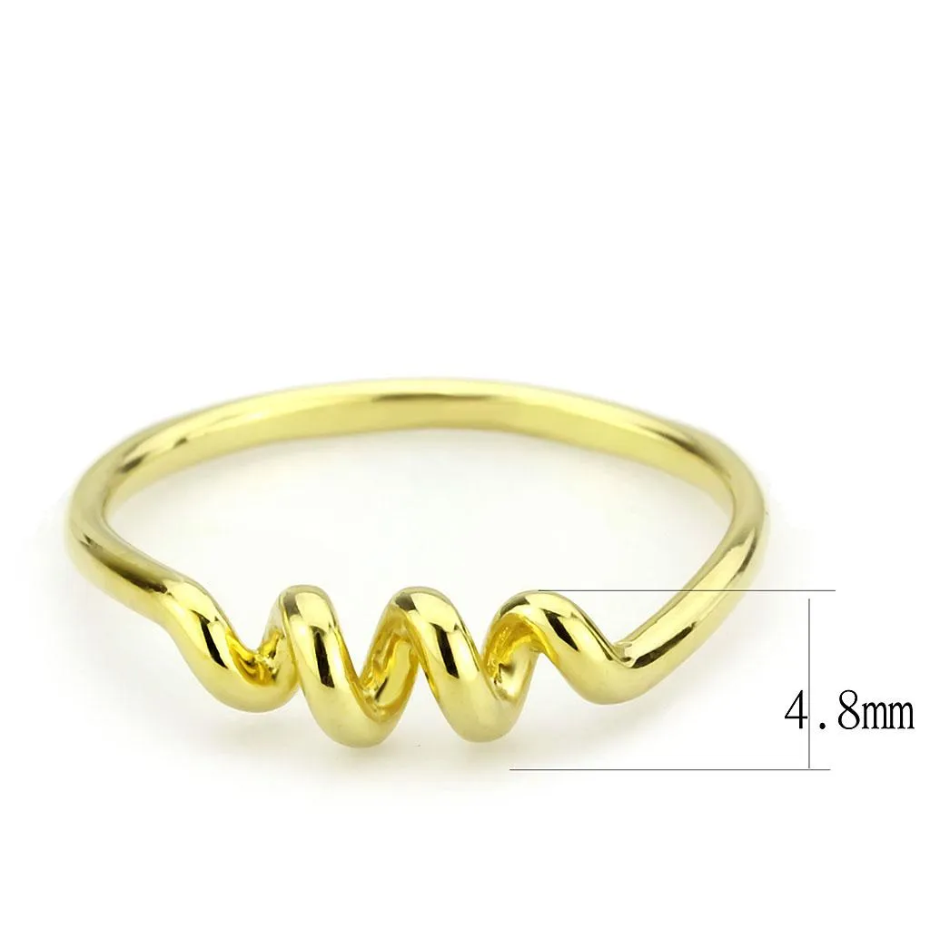 IP Gold(Ion Plating) Stainless Steel Ring with No Stone for Women Style TK3626