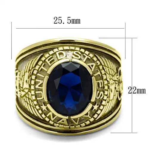 IP Gold(Ion Plating) Stainless Steel Ring with Synthetic Synthetic Glass in Montana for Women Style TK414707G