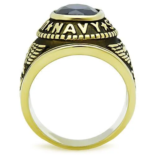 IP Gold(Ion Plating) Stainless Steel Ring with Synthetic Synthetic Glass in Montana for Women Style TK414707G