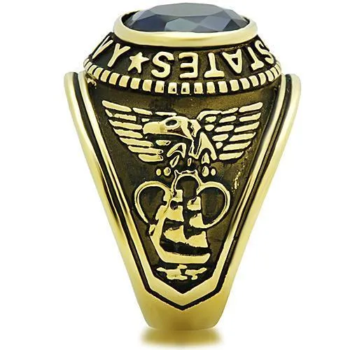 IP Gold(Ion Plating) Stainless Steel Ring with Synthetic Synthetic Glass in Montana for Women Style TK414707G