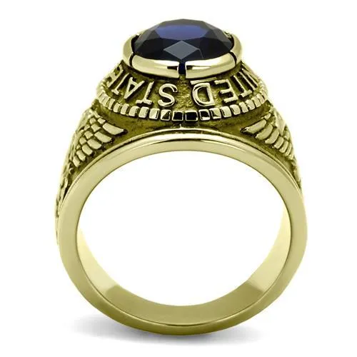 IP Gold(Ion Plating) Stainless Steel Ring with Synthetic Synthetic Glass in Montana for Women Style TK414707G