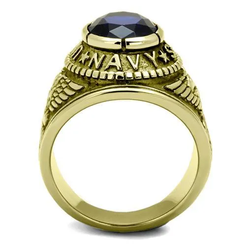 IP Gold(Ion Plating) Stainless Steel Ring with Synthetic Synthetic Glass in Montana for Women Style TK414707G