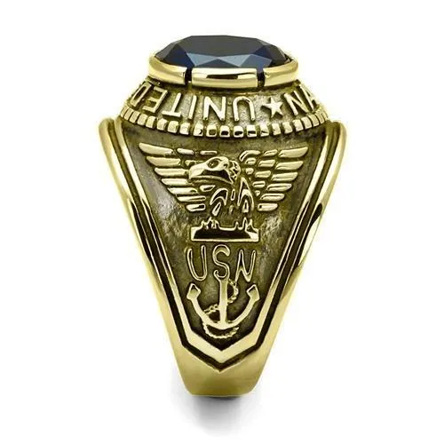 IP Gold(Ion Plating) Stainless Steel Ring with Synthetic Synthetic Glass in Montana for Women Style TK414707G