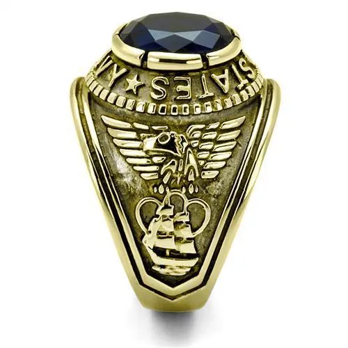 IP Gold(Ion Plating) Stainless Steel Ring with Synthetic Synthetic Glass in Montana for Women Style TK414707G