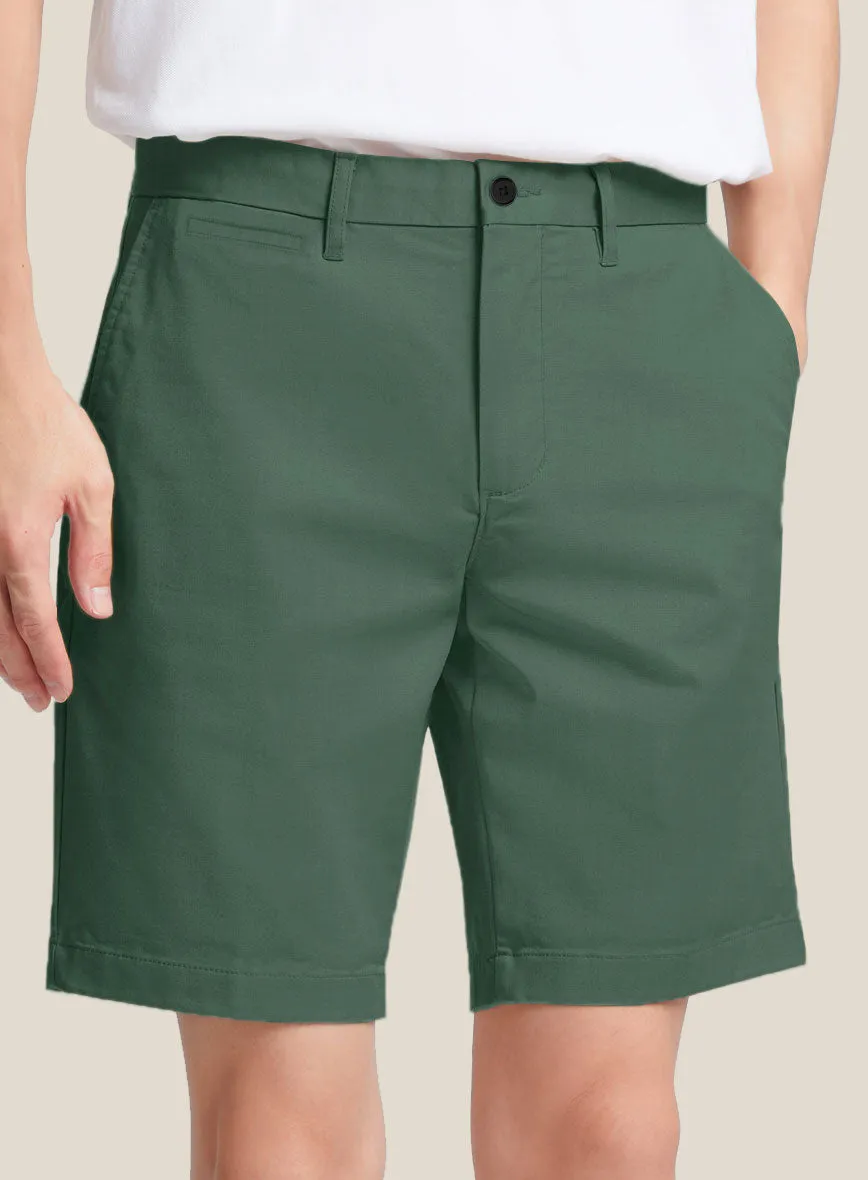 Italian Spring Green Cotton Stretch Shorts