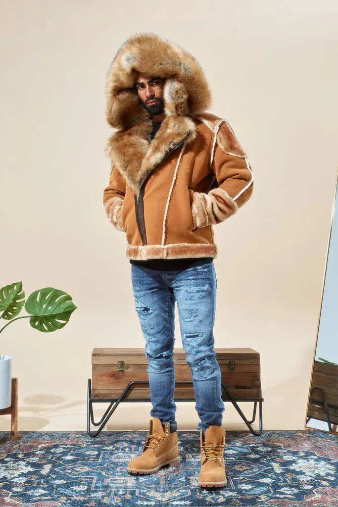 Jordan Craig - El Jefe Shearling Moto Jacket - Cognac (91590)