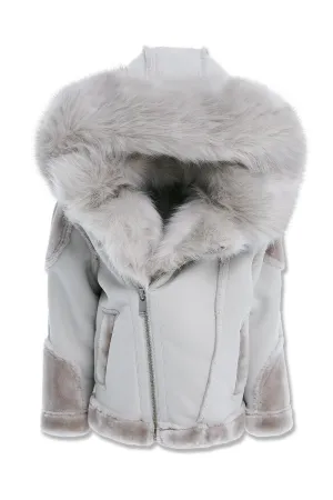 Kids El Jefe Shearling Moto Jacket - Arctic Wolf
