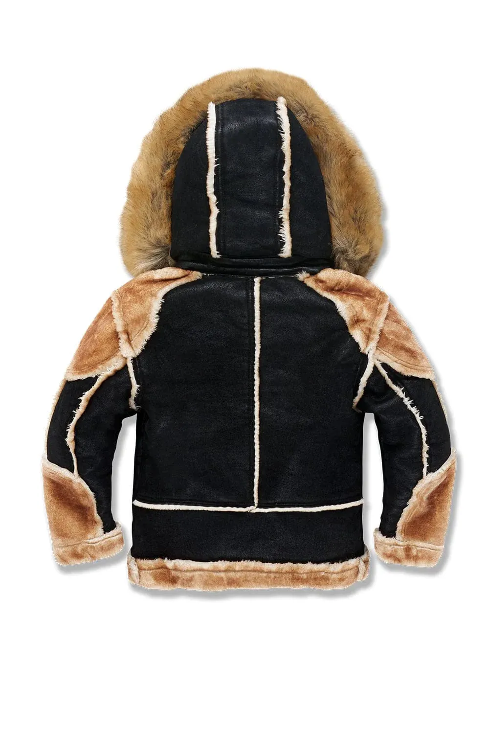 Kids El Jefe Shearling Moto Jacket - Black Coffee