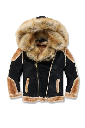 Kids El Jefe Shearling Moto Jacket - Black Coffee