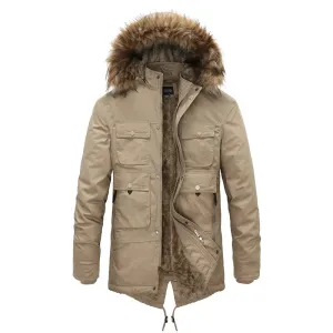 Kouhoor - Parka Winterjas Heren – Gevoerd met Bontkraag en Verstelbare Capuchon